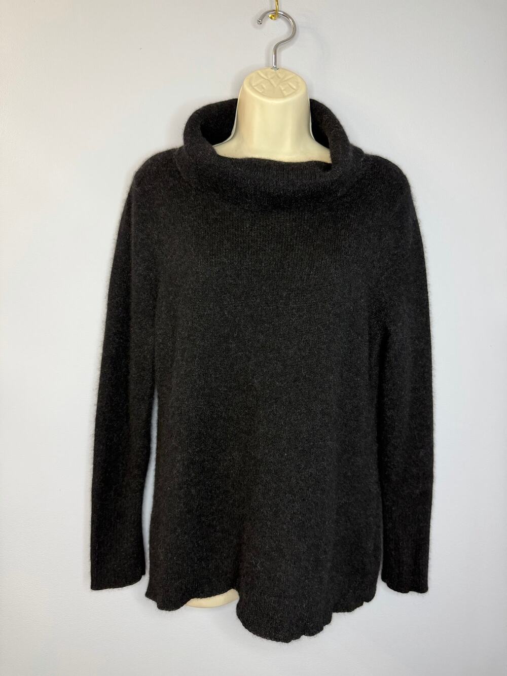 Eileen Fisher Cashmere Cowl Neck Charcoal Sweater Soft Women's L Luxury